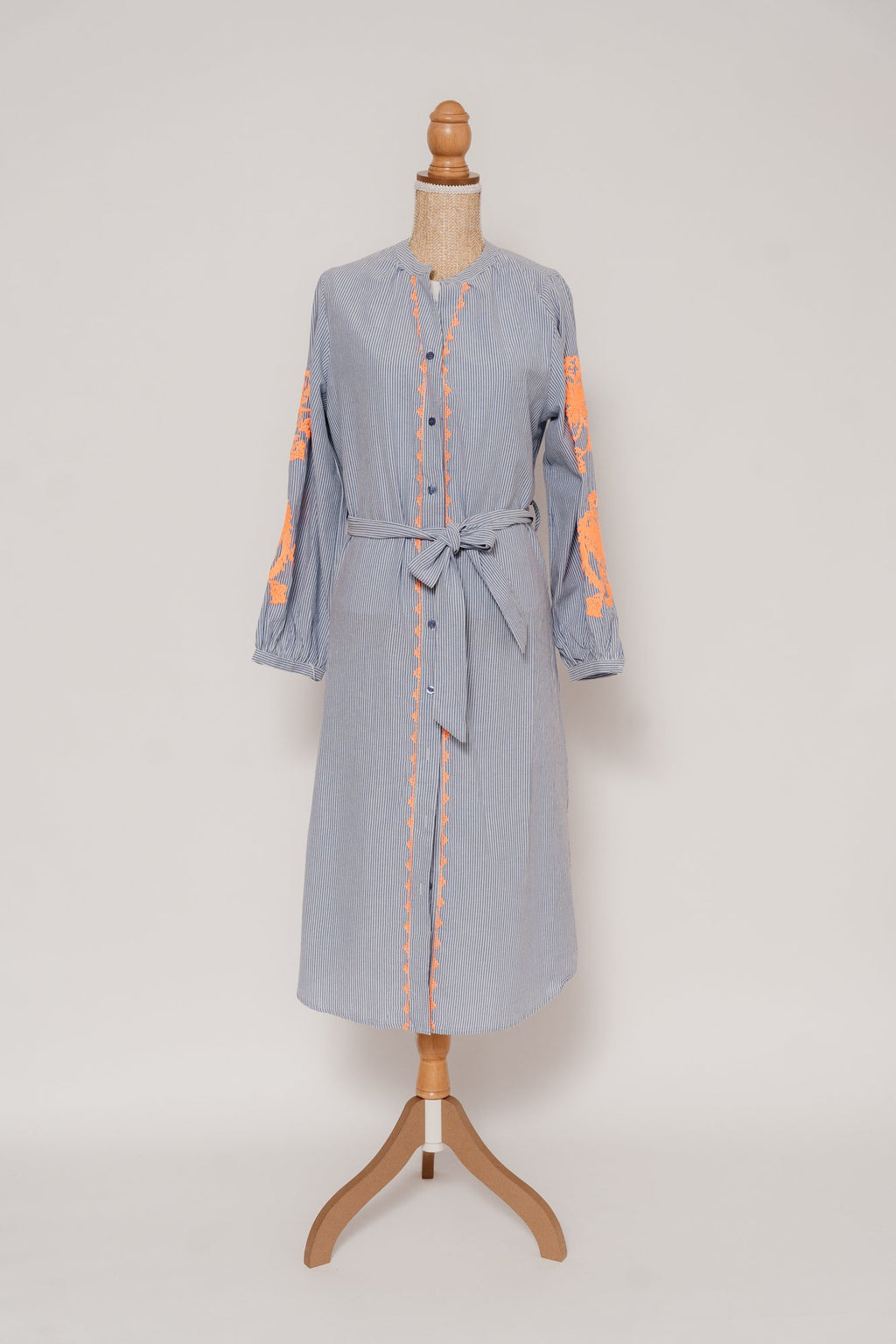 Robe Bleue A Rayures - Solène